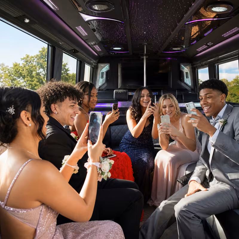 Black Mercedes Sprinter van staged for an Orlando Prom & Homecoming Transportation group