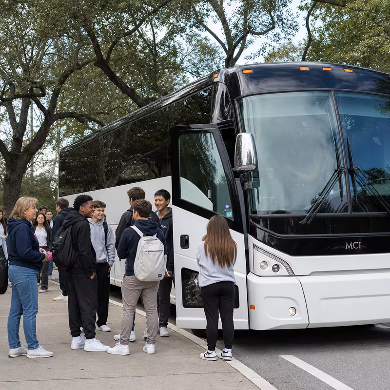 Black Mercedes Sprinter van staged for an Orlando School Transportation group