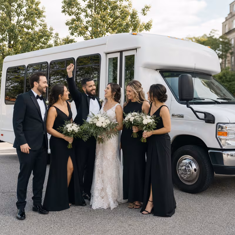 Passengers loading luggage while boarding an Orlando group shuttle